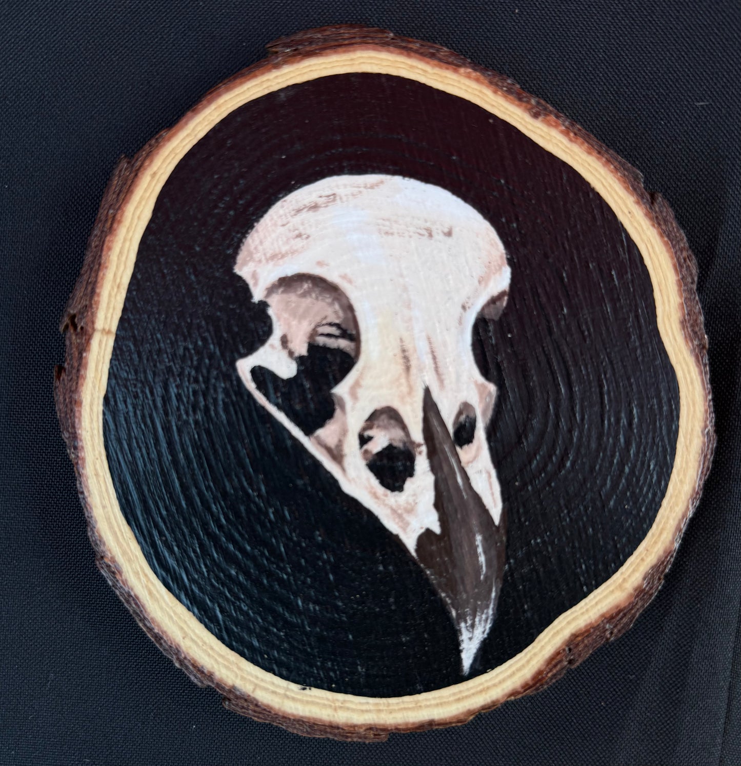 Crow Skull Painting On Wood