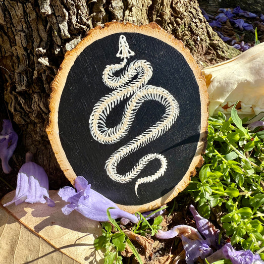 Snake Bones Painting On Wood