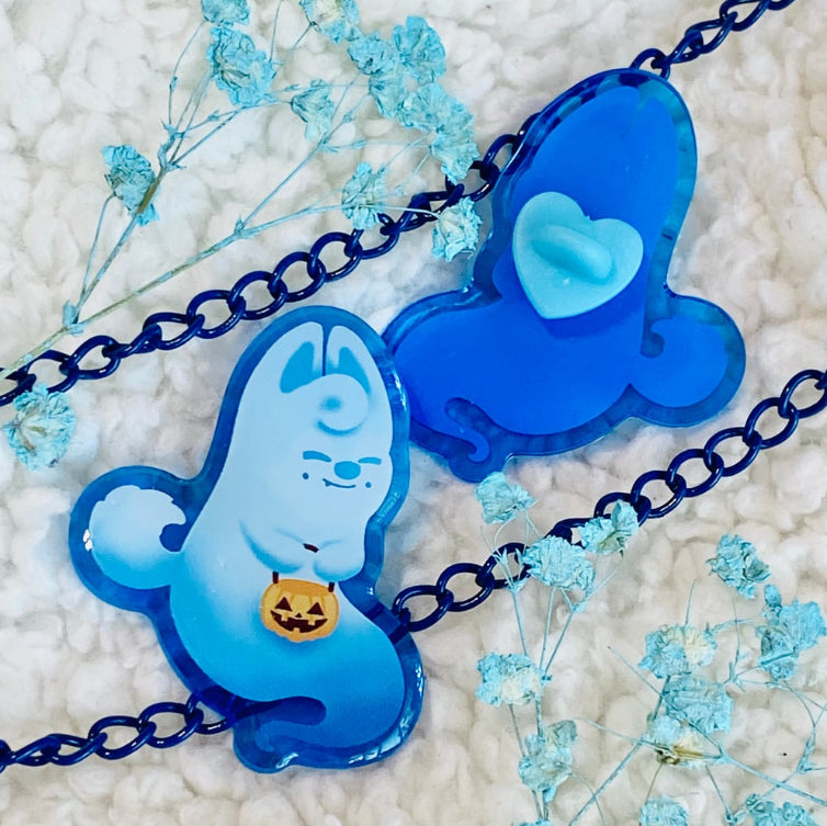 Ghostie Wolfie Acrylic Pin